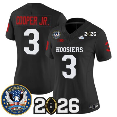 Women's Indiana Hoosiers "United States 250th Anniversary Patch" Vapor Limited Jersey - Black / Omar Cooper Jr.