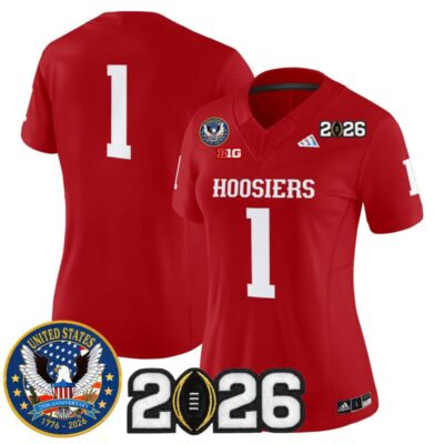 Women's Indiana Hoosiers "United States 250th Anniversary Patch" Vapor Limited Jersey - Crimson / #1 Team