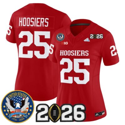 Women's Indiana Hoosiers "United States 250th Anniversary Patch" Vapor Limited Jersey - Crimson / #25 Hoosiers