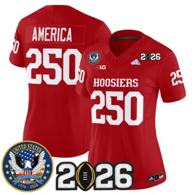 Women's Indiana Hoosiers "United States 250th Anniversary Patch" Vapor Limited Jersey - Crimson / #250 America