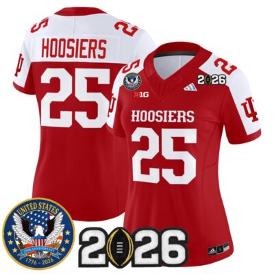 Women's Indiana Hoosiers "United States 250th Anniversary Patch" Vapor Limited Jersey - Crimson Alternate / #25 Hoosiers