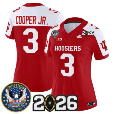 Women's Indiana Hoosiers "United States 250th Anniversary Patch" Vapor Limited Jersey - Crimson Alternate / Omar Cooper Jr.