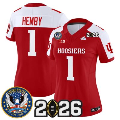 Women's Indiana Hoosiers "United States 250th Anniversary Patch" Vapor Limited Jersey - Crimson Alternate / Roman Hemby