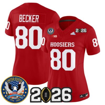Women's Indiana Hoosiers "United States 250th Anniversary Patch" Vapor Limited Jersey - Crimson / Charlie Becker