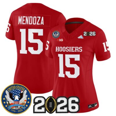 Women's Indiana Hoosiers "United States 250th Anniversary Patch" Vapor Limited Jersey - Crimson / Fernando Mendoza