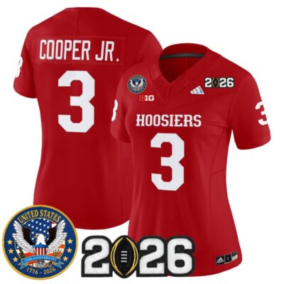 Women's Indiana Hoosiers "United States 250th Anniversary Patch" Vapor Limited Jersey - Crimson / Omar Cooper Jr.