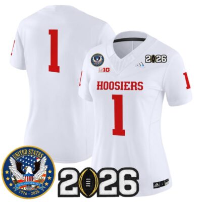 Women's Indiana Hoosiers "United States 250th Anniversary Patch" Vapor Limited Jersey - White / #1 Team