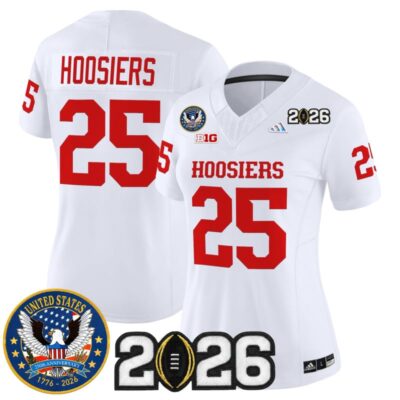 Women's Indiana Hoosiers "United States 250th Anniversary Patch" Vapor Limited Jersey - White / #25 Hoosiers