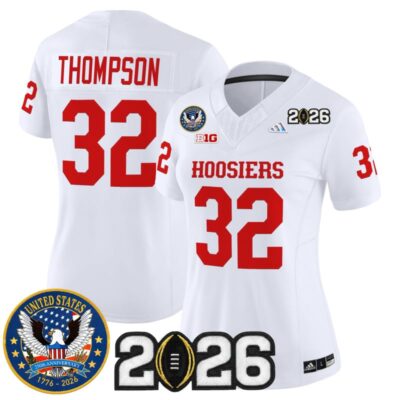 Women's Indiana Hoosiers "United States 250th Anniversary Patch" Vapor Limited Jersey - White / Anthony Thompson