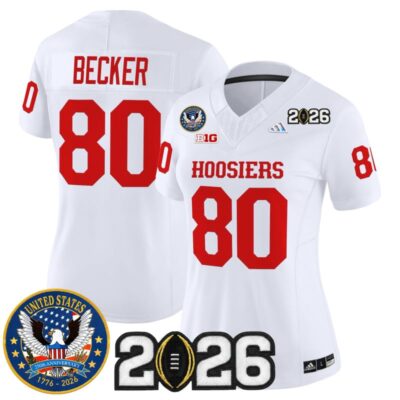 Women's Indiana Hoosiers "United States 250th Anniversary Patch" Vapor Limited Jersey - White / Charlie Becker