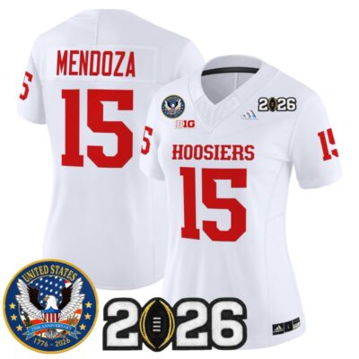 Women's Indiana Hoosiers "United States 250th Anniversary Patch" Vapor Limited Jersey - White / Fernando Mendoza
