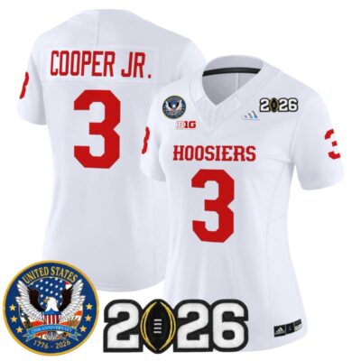 Women's Indiana Hoosiers "United States 250th Anniversary Patch" Vapor Limited Jersey - White / Omar Cooper Jr.