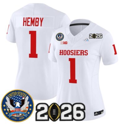 Women's Indiana Hoosiers "United States 250th Anniversary Patch" Vapor Limited Jersey - White / Roman Hemby