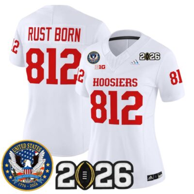 Women's Indiana Hoosiers "United States 250th Anniversary Patch" Vapor Limited Jersey - White / Rust Born 812