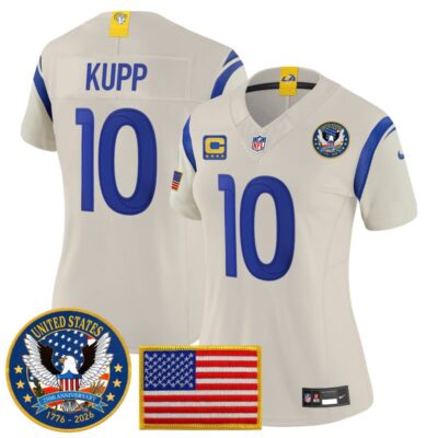 Women's Los Angeles Rams 2025 "United States 250th Anniversary Patch" Vapor Limited Jersey - Bone / Cooper Kupp