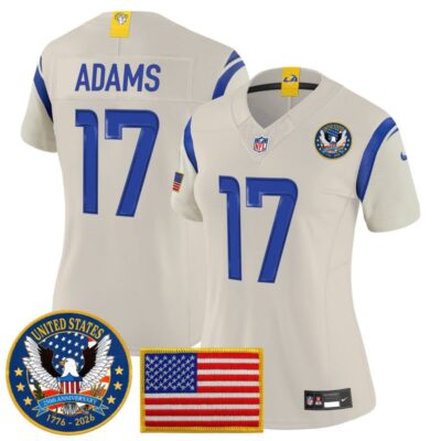 Women's Los Angeles Rams 2025 "United States 250th Anniversary Patch" Vapor Limited Jersey - Bone / Davante Adams