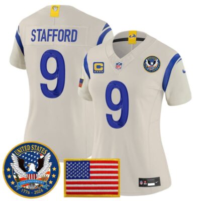 Women's Los Angeles Rams 2025 "United States 250th Anniversary Patch" Vapor Limited Jersey - Bone / Matthew Stafford
