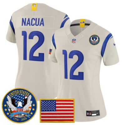 Women's Los Angeles Rams 2025 "United States 250th Anniversary Patch" Vapor Limited Jersey - Bone / Puka Nacua