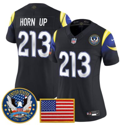 Women's Los Angeles Rams 2025 "United States 250th Anniversary Patch" Vapor Limited Jersey - Navy Rivalries / Horn Up 213