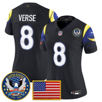 Women's Los Angeles Rams 2025 "United States 250th Anniversary Patch" Vapor Limited Jersey - Navy Rivalries / Jared Verse