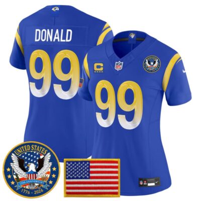 Women's Los Angeles Rams 2025 "United States 250th Anniversary Patch" Vapor Limited Jersey - Royal / Aaron Donald