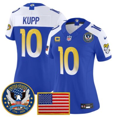 Women's Los Angeles Rams 2025 "United States 250th Anniversary Patch" Vapor Limited Jersey - Royal Alternate / Cooper Kupp