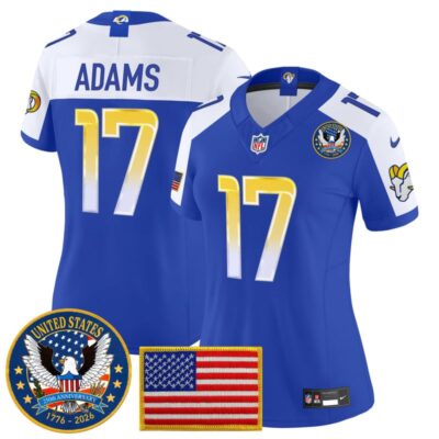 Women's Los Angeles Rams 2025 "United States 250th Anniversary Patch" Vapor Limited Jersey - Royal Alternate / Davante Adams