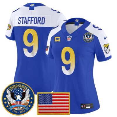Women's Los Angeles Rams 2025 "United States 250th Anniversary Patch" Vapor Limited Jersey - Royal Alternate / Matthew Stafford