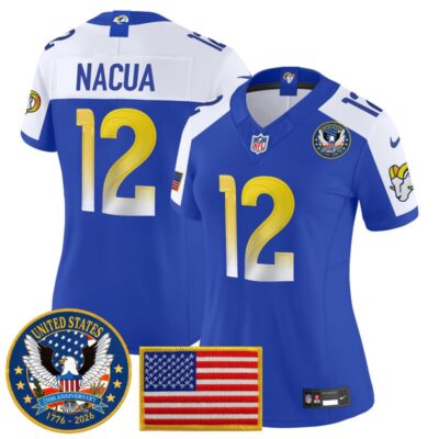Women's Los Angeles Rams 2025 "United States 250th Anniversary Patch" Vapor Limited Jersey - Royal Alternate / Puka Nacua