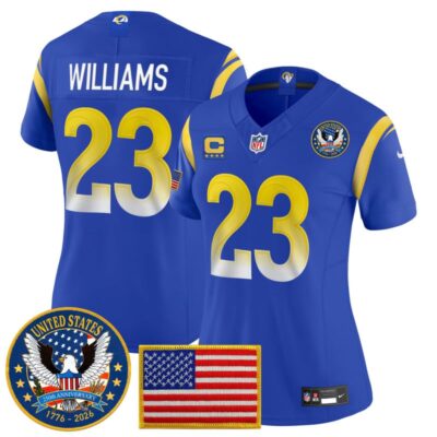 Women's Los Angeles Rams 2025 "United States 250th Anniversary Patch" Vapor Limited Jersey - Royal / Kyren Williams