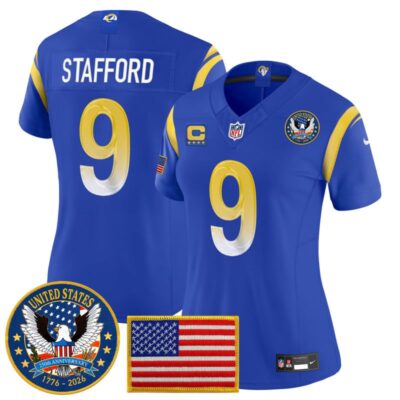 Women's Los Angeles Rams 2025 "United States 250th Anniversary Patch" Vapor Limited Jersey - Royal / Matthew Stafford
