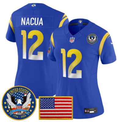 Women's Los Angeles Rams 2025 "United States 250th Anniversary Patch" Vapor Limited Jersey - Royal / Puka Nacua