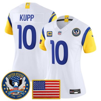 Women's Los Angeles Rams 2025 "United States 250th Anniversary Patch" Vapor Limited Jersey - White / Cooper Kupp