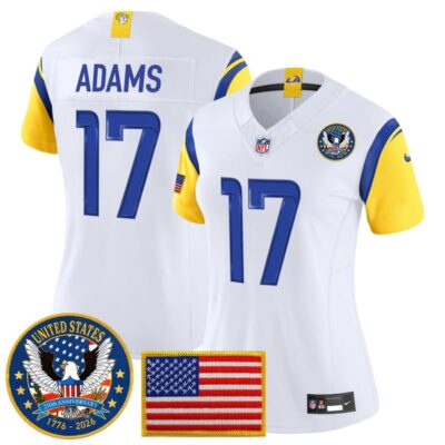 Women's Los Angeles Rams 2025 "United States 250th Anniversary Patch" Vapor Limited Jersey - White / Davante Adams
