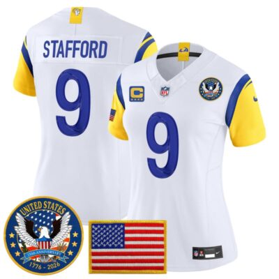 Women's Los Angeles Rams 2025 "United States 250th Anniversary Patch" Vapor Limited Jersey - White / Matthew Stafford
