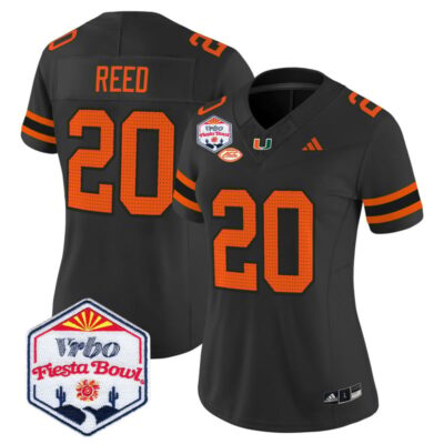 Women's Miami Hurricanes 2026 The Fiesta Bowl Vapor Limited Stitched Jersey - Black / Ed Reed