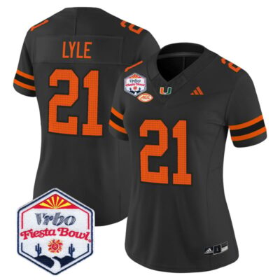 Women's Miami Hurricanes 2026 The Fiesta Bowl Vapor Limited Stitched Jersey - Black / Jordan Lyle