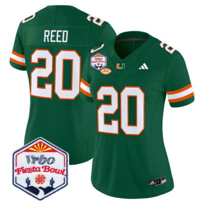 Women's Miami Hurricanes 2026 The Fiesta Bowl Vapor Limited Stitched Jersey - Green / Ed Reed