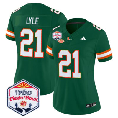 Women's Miami Hurricanes 2026 The Fiesta Bowl Vapor Limited Stitched Jersey - Green / Jordan Lyle