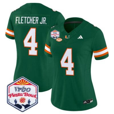 Women's Miami Hurricanes 2026 The Fiesta Bowl Vapor Limited Stitched Jersey - Green / Mark Fletcher Jr.
