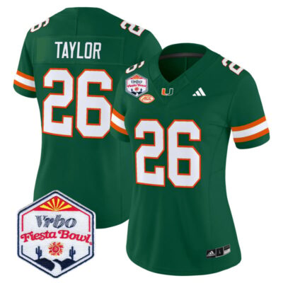 Women's Miami Hurricanes 2026 The Fiesta Bowl Vapor Limited Stitched Jersey - Green / Sean Taylor