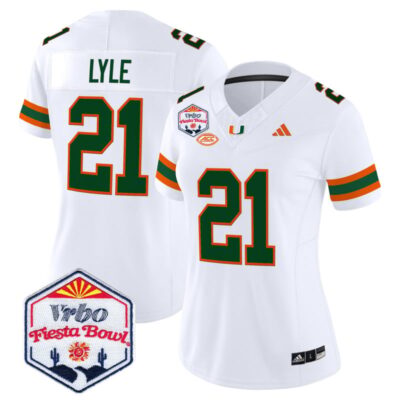Women's Miami Hurricanes 2026 The Fiesta Bowl Vapor Limited Stitched Jersey - White / Jordan Lyle