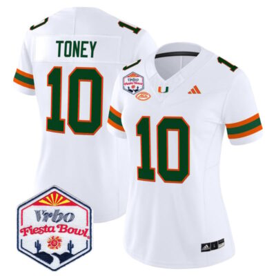 Women's Miami Hurricanes 2026 The Fiesta Bowl Vapor Limited Stitched Jersey - White / Malachi Toney