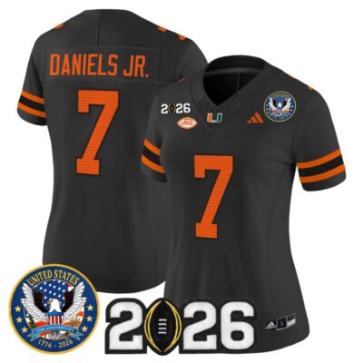 Women's Miami Hurricanes "United States 250th Anniversary & 2026 CFP Final Patch" Vapor Limited Jersey - Black / CJ Daniels