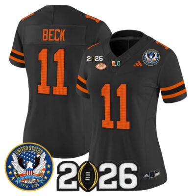 Women's Miami Hurricanes "United States 250th Anniversary & 2026 CFP Final Patch" Vapor Limited Jersey - Black / Carson Beck
