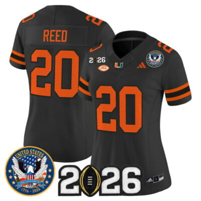 Women's Miami Hurricanes "United States 250th Anniversary & 2026 CFP Final Patch" Vapor Limited Jersey - Black / Ed Reed