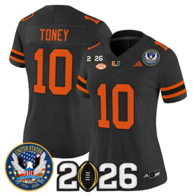 Women's Miami Hurricanes "United States 250th Anniversary & 2026 CFP Final Patch" Vapor Limited Jersey - Black / Malachi Toney