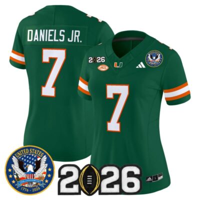 Women's Miami Hurricanes "United States 250th Anniversary & 2026 CFP Final Patch" Vapor Limited Jersey - Green / CJ Daniels