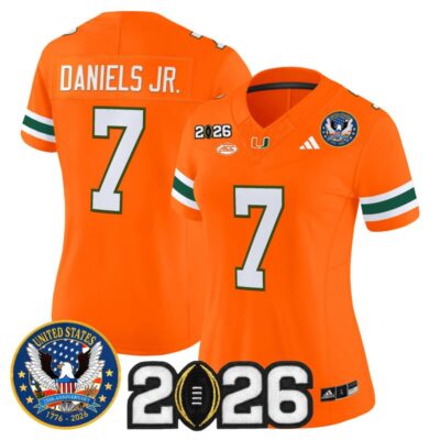 Women's Miami Hurricanes "United States 250th Anniversary & 2026 CFP Final Patch" Vapor Limited Jersey - Orange / CJ Daniels