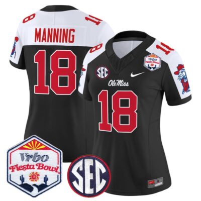 Women's Ole Miss Rebels 2026 The Fiesta Bowl Vapor Limited Stitched Jersey - Black Alternate / Archie Manning